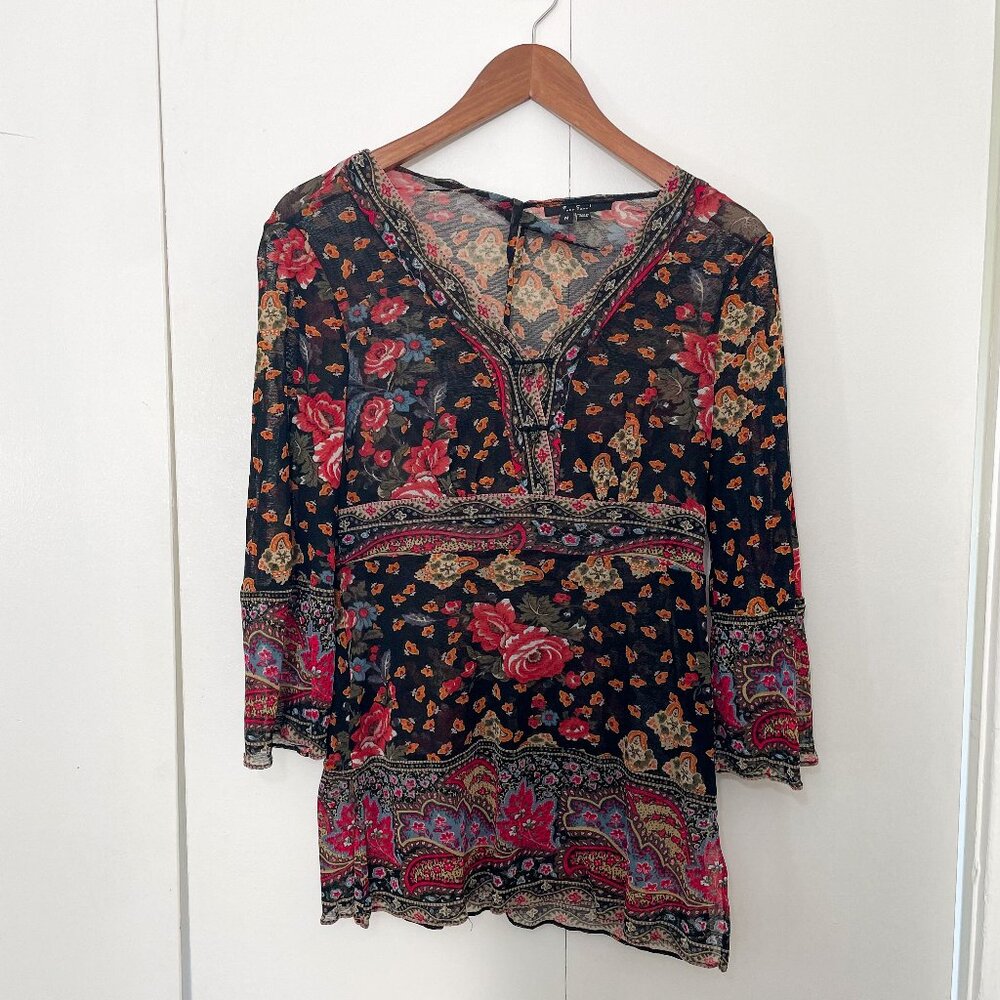 ECI New York Sheer Y2K Blouse, Size Medium